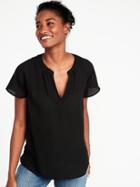 Old Navy Womens Relaxed Split-neck Top For Women Black Size S