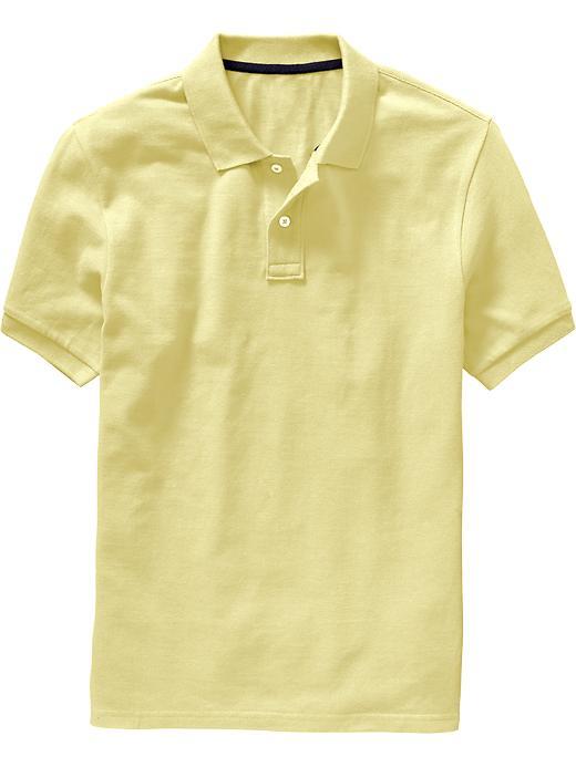 Old Navy Mens Short Sleeve Pique Polos - Light Yellow