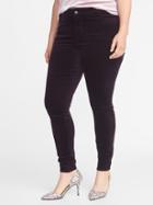 Old Navy Womens High-rise Secret-slim Pockets Plus-size Rockstar Velvet Pants Wine Purple Size 16