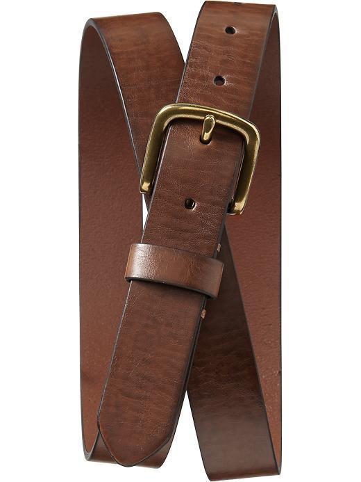 Old Navy Mens Slim Leather Belts - Light Brown