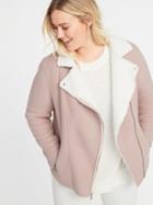 Old Navy Womens Bonded Sherpa Plus-size Moto Jacket Icelandic Mineral Size 3x