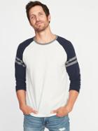 Old Navy Mens Color-block 3/4-length Raglan-sleeve Tee For Men On White Heather Size Xl
