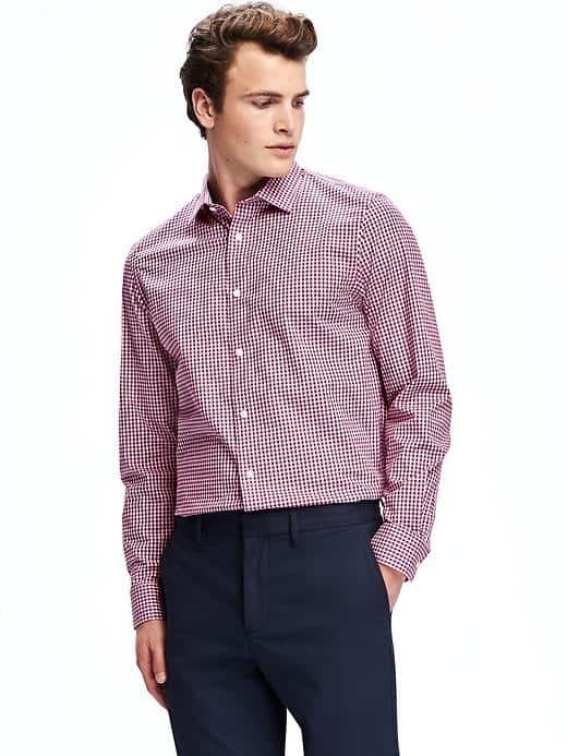 Old Navy Regular Fit Non Iron Signature Stretch Dress Shirt For Men - Purple Pizzazz