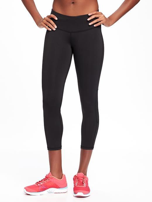 Old Navy Womens Mid-rise Mesh-panel Run Crops For Women Blackjack Size S