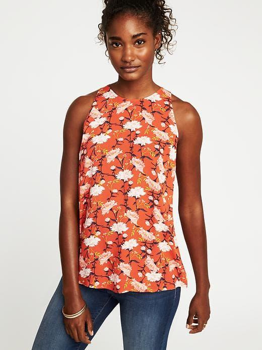 Old Navy Relaxed High Neck Tank For Women - Red Floral