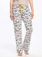 Old Navy Patterned Poplin Sleep Pants For Women - Tropical Fruit