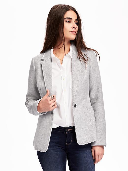 Old Navy Brushed Wool Blend Blazer For Women - Light Heather Gray