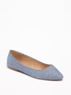 Chambray Pointy-toe Ballet Flats For Women