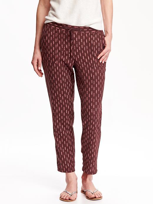 Old Navy Womens Linen Blend Cropped Pants Size L Tall - Plum