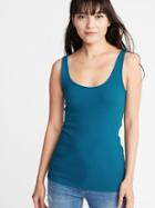 Old Navy Womens First-layer Fitted Rib-knit Tank For Women Teal Size Xs
