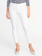 Old Navy Womens Mid-rise Super Skinny White Ankle Jeans For Women Bright White Size 4