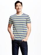 Old Navy Striped Crew Neck Tee For Men - Navy Blue