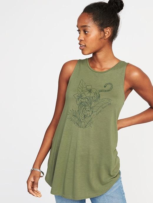 Old Navy Womens Graphic High-neck Swing Tank For Women Easy Does It Size M