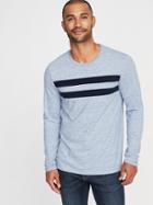 Old Navy Mens Pieced Chest-stripe Crew-neck Tee For Men Heather Blue Size M