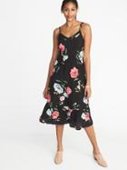 Old Navy  Fit & Flare Cami Midi Dress For Women Black Floral Size Xs