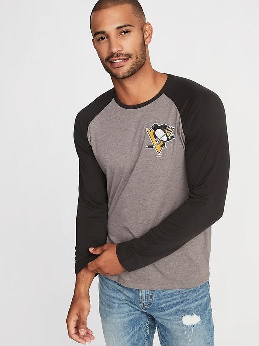 Old Navy Mens Nhl Team-graphic Raglan Tee For Wmen Pittsburgh Penguins Size M