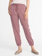 Old Navy Womens Mid-rise Soft Twill Utility Joggers For Women Mauve On Down Size S