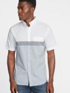 Old Navy Mens Slim-fit Built-in Flex Color-block Everyday Shirt Heather Gray Size Xs