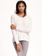 Old Navy Hi Lo Cable Pullover For Women - Light Taupe Brown