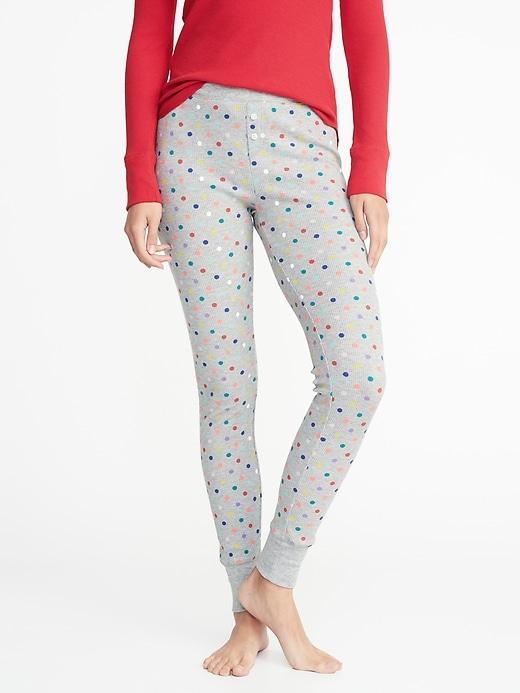 Old Navy Womens Patterned Thermal-knit Sleep Leggings For Women Multi Dots Size S