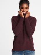 Old Navy Womens Slouchy Garter-stitch Turtleneck Sweater For Women Wine Purple Size Xxl