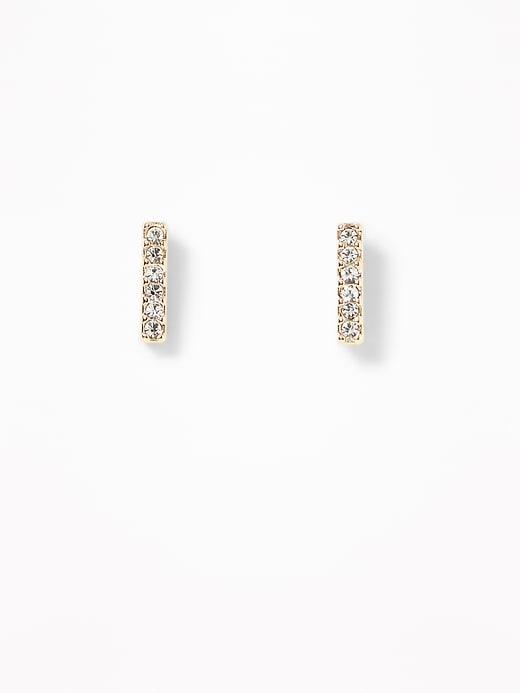 Old Navy  Pav Rhinestone Bar Stud Earrings For Women Gold Size One Size