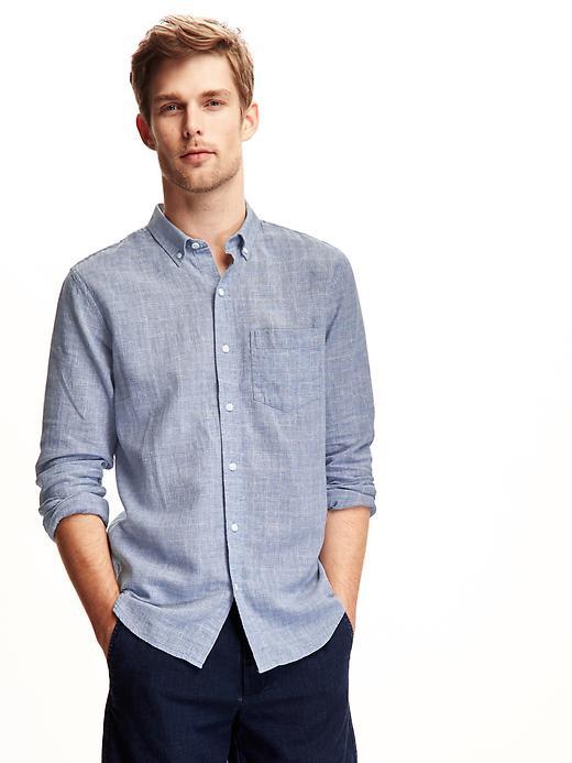 Old Navy Slim Fit Plaid Shirt For Men - White
