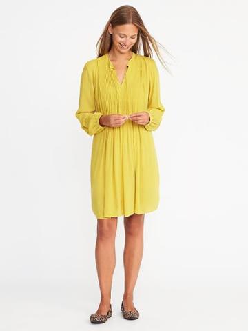 Old Navy Pintucked Crepe Swing Dress For Women - Candied Lemons
