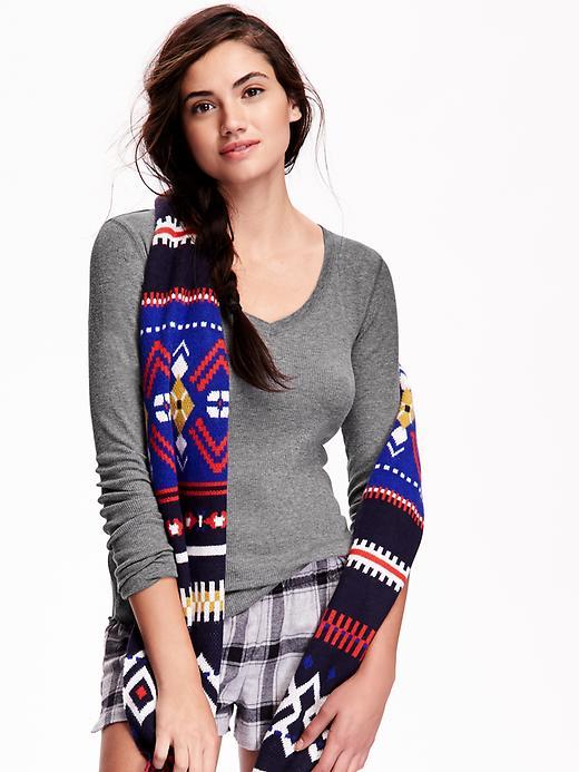 Old Navy Waffle Knit Crew Tee Size L Tall - Grey