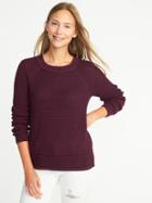 Old Navy Womens Textured Raglan-sleeve Sweater For Women Gosh Garnet Size Xl