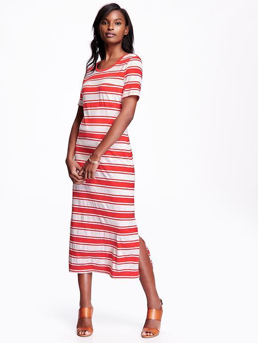 Old Navy Midi T Shirt Dress For Women - Red Stripe