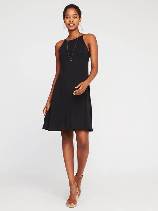 Old Navy High Neck Swing Dress For Women - Black