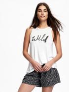 Old Navy Graphic High Neck Tank For Women - White