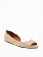 Old Navy Peep Toe Dorsay Flats For Women - Metallic Gold