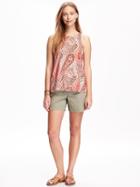 Old Navy Patterned High Neck Trapeze Tank For Women - Coral Paisley