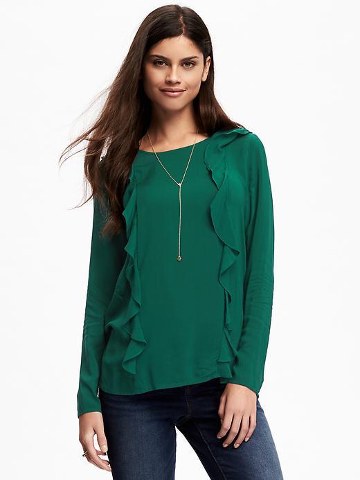 Old Navy Classic Ruffle Top Blouse For Women - Victorian Jade