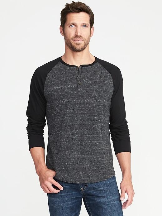 Old Navy Mens Raglan-sleeve Henley For Men Dark Gray Size L