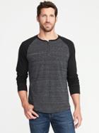 Old Navy Mens Raglan-sleeve Henley For Men Dark Gray Size L
