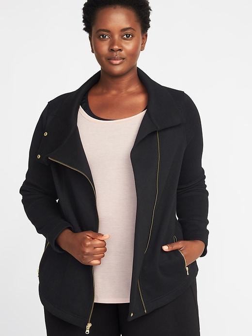 Old Navy Womens Sweater-fleece Plus-size Moto Jacket Black Size 1x