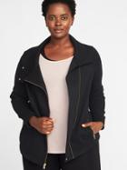 Old Navy Womens Sweater-fleece Plus-size Moto Jacket Black Size 1x