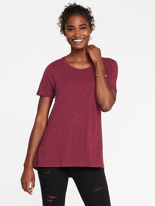 Old Navy Luxe Slub Knit Swing Tee For Women - Gosh Garnet