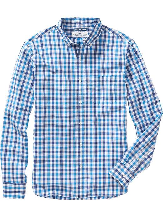 Old Navy Mens Slim Fit Classic Shirts Size Xxl Big - Navy Blue Check