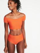 Old Navy Womens Smocked Cropped Swim Top For Women Orange You Glad Size L