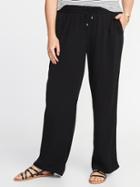 Old Navy Womens Mid-rise Plus-size Wide-leg Soft Pants Black Size 3x