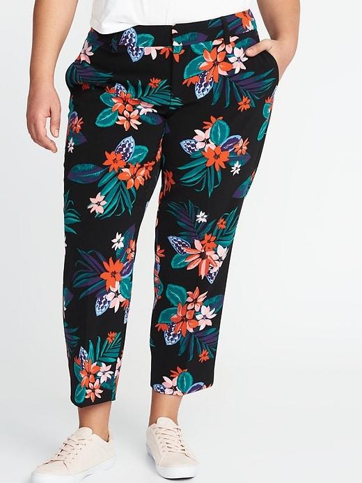 Old Navy Womens Smooth & Slim Plus-size Mid-rise Harper Pants Multi Floral Size 22