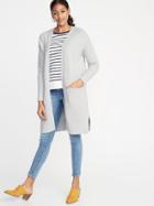 Old Navy Womens Super-long Open-front Sweater For Women Light Gray Heather Size Xs