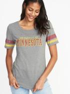 Old Navy Womens College-team Graphic Sleeve-stripe Tee For Women Minnesota Size S