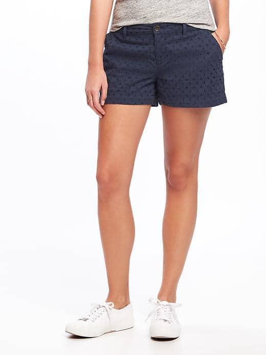 Old Navy Mid Rise Everyday Eyelet Shorts For Women 3 1/2 - Darkest Hour