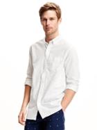 Old Navy Slim Fit Linen Blend Shirt For Men - Bright White
