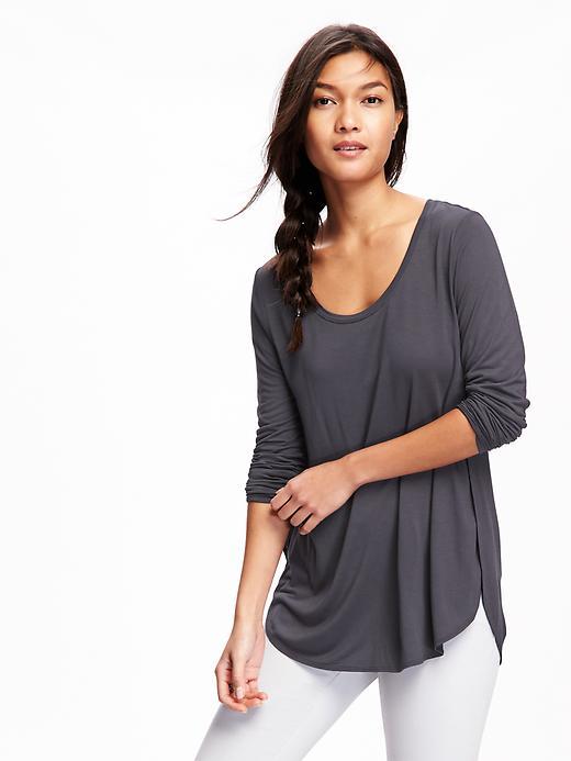 Old Navy Tulip Hem Jersey Tee For Women - Carbon